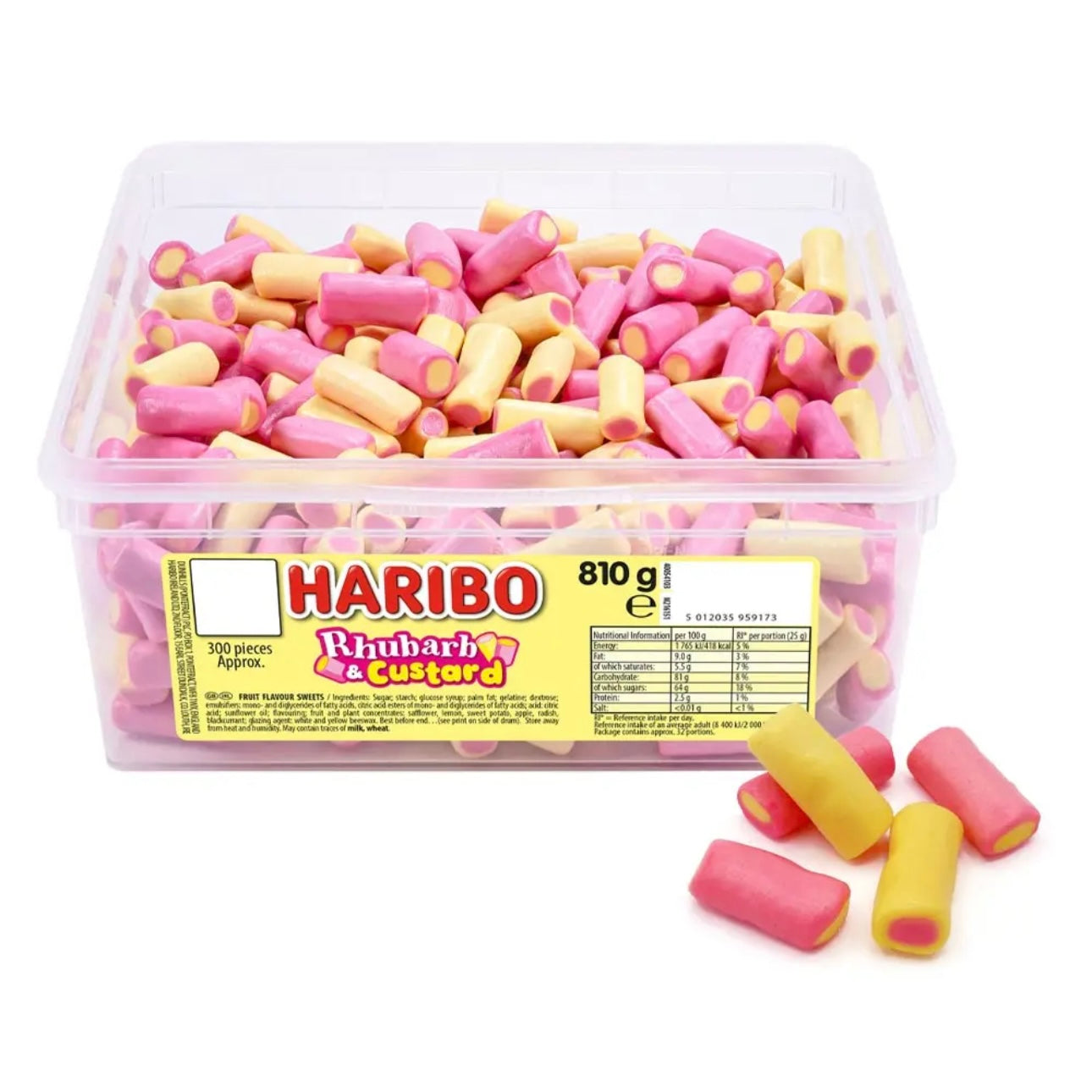 Haribo Rhubarb & Custard Sweet Tub 810g